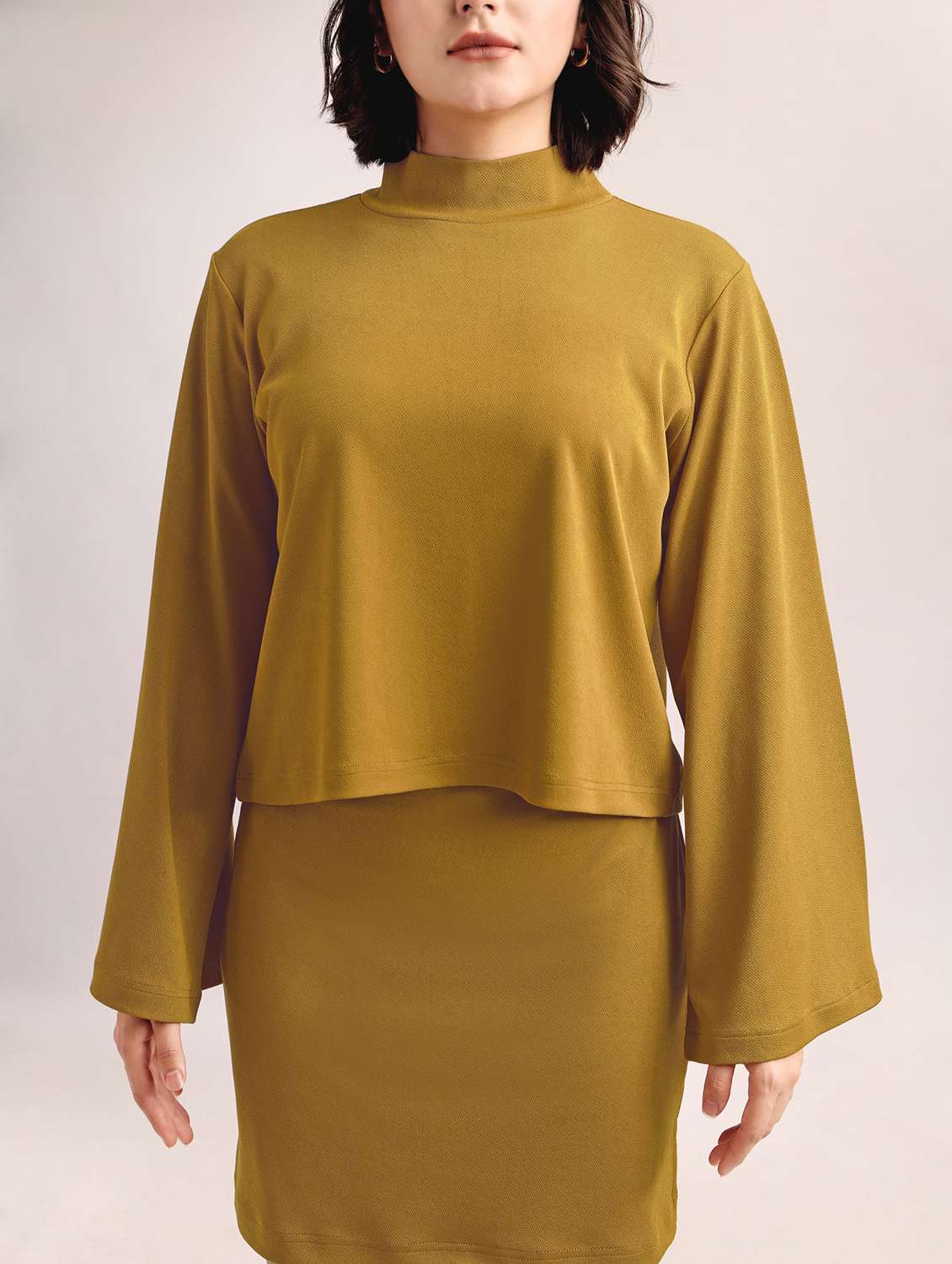 women solid long sleeves top and skirt set - 22553735 -  Standard Image - 1
