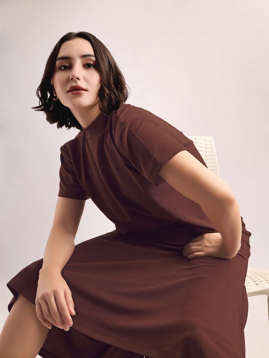 women solid short sleeves top and skirt set - 22553738 -  Standard Image - 1