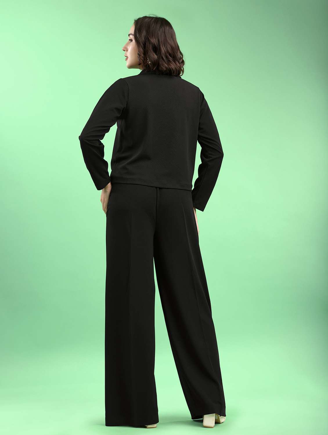 women solid long sleeves t-shirt and trouser set - 22553741 -  Standard Image - 4