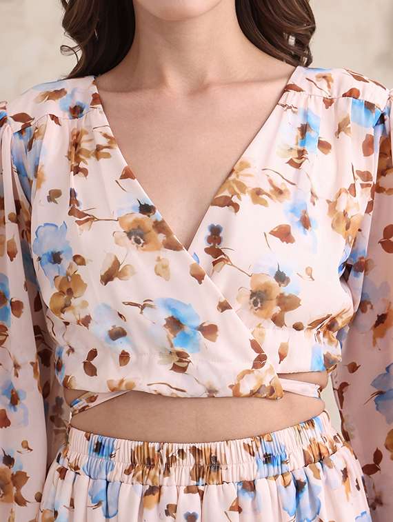 women printed long sleeves top and skirt co-ord set - 22553743 -  Standard Image - 1