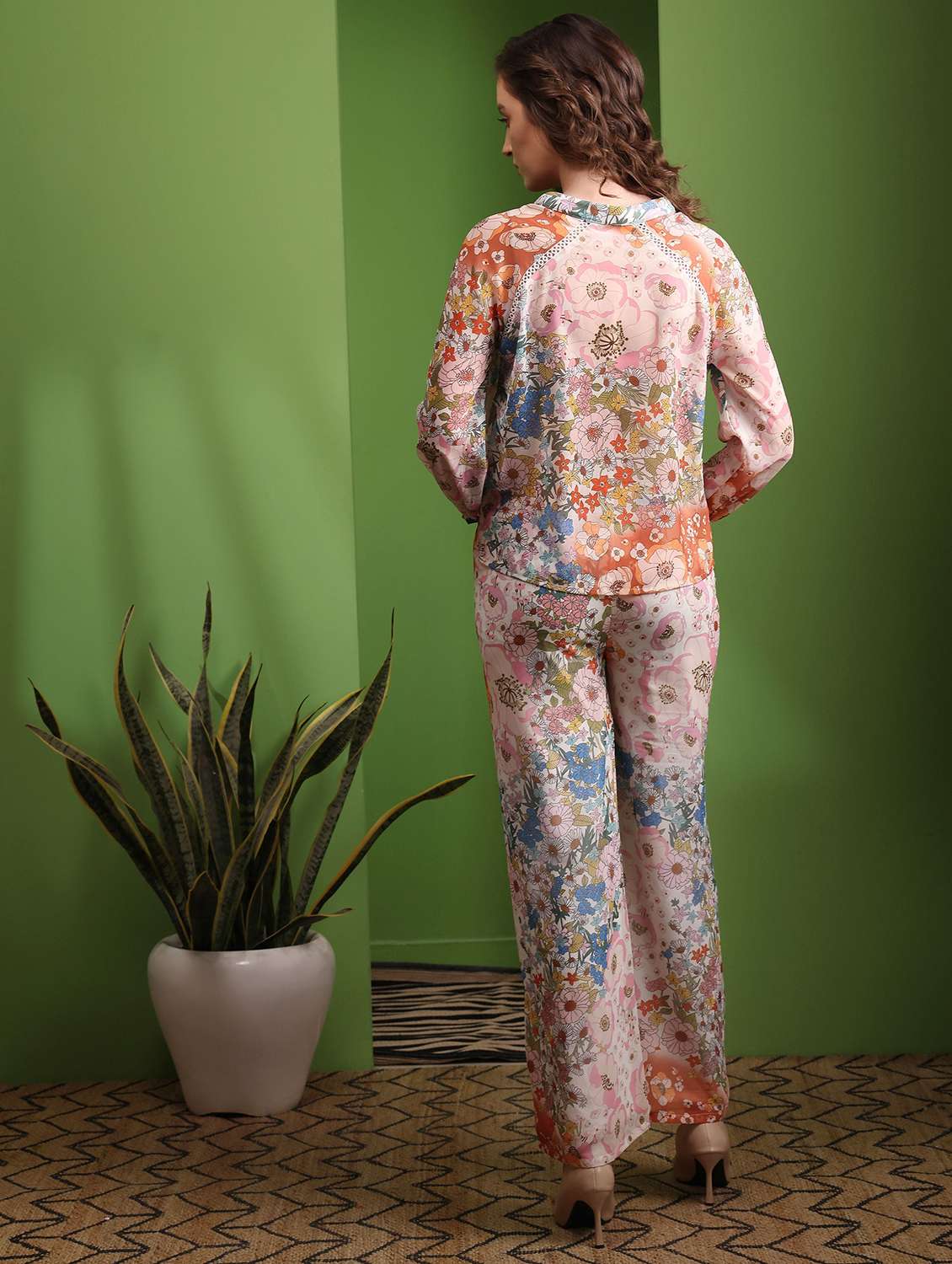 women printed long sleeves top and palazzo co-ord set - 22553753 -  Standard Image - 4
