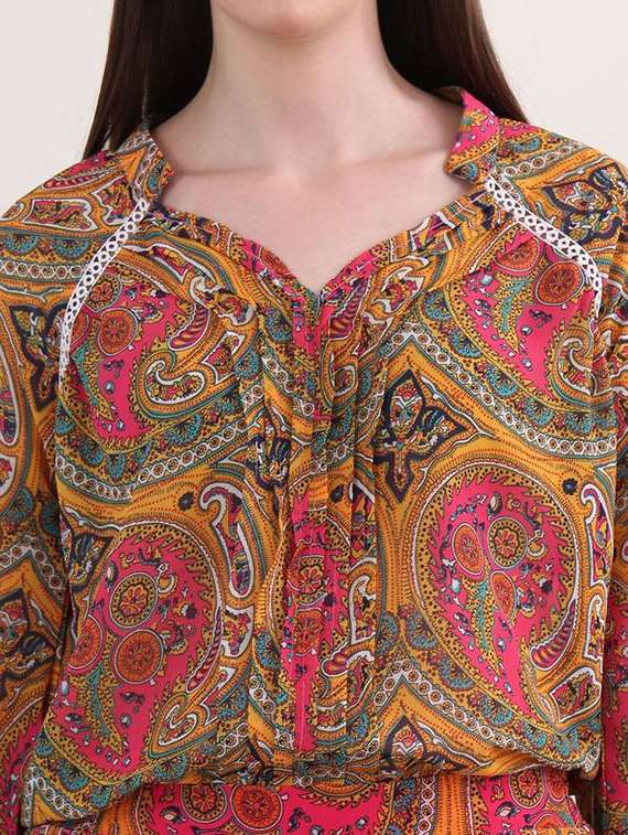 women printed three quarter sleeves top and palazzo co-ord set - 22553754 -  Standard Image - 1