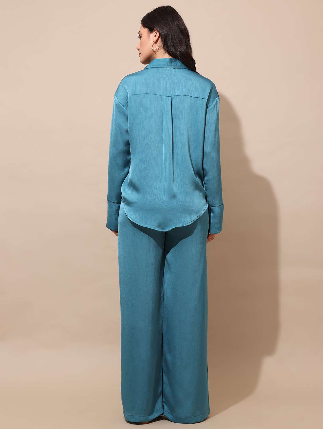 Women Solid Long Sleeves Shirt And Trouser Co-ord Set - 22553758 -  Standard Image - 4