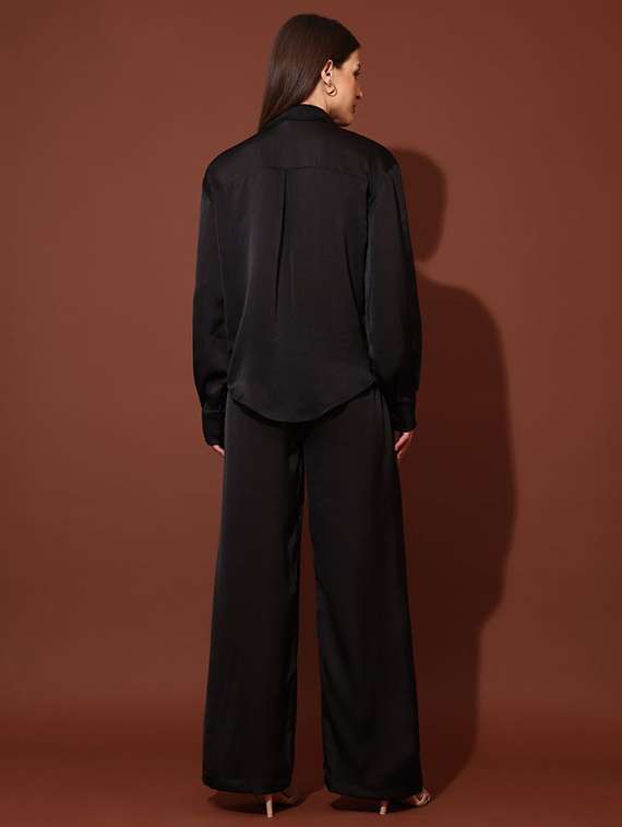 women solid long sleeves top and trouser co-ord set - 22553764 -  Standard Image - 4