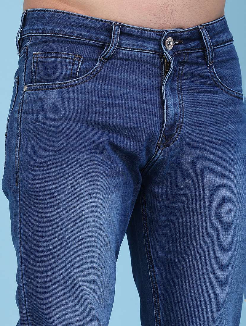 Men Washed Mid Rise Full Length Slim Fit Jeans - 22554002 -  Standard Image - 1