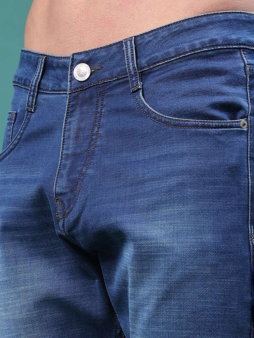 Men Washed Mid Rise Full Length Slim Fit Jeans - 22554013 -  Standard Image - 1