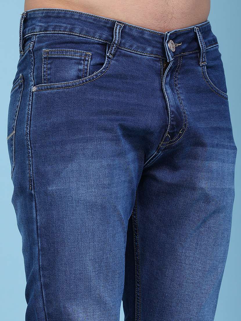 Men Washed Mid Rise Full Length Slim Fit Jeans - 22554016 -  Standard Image - 1