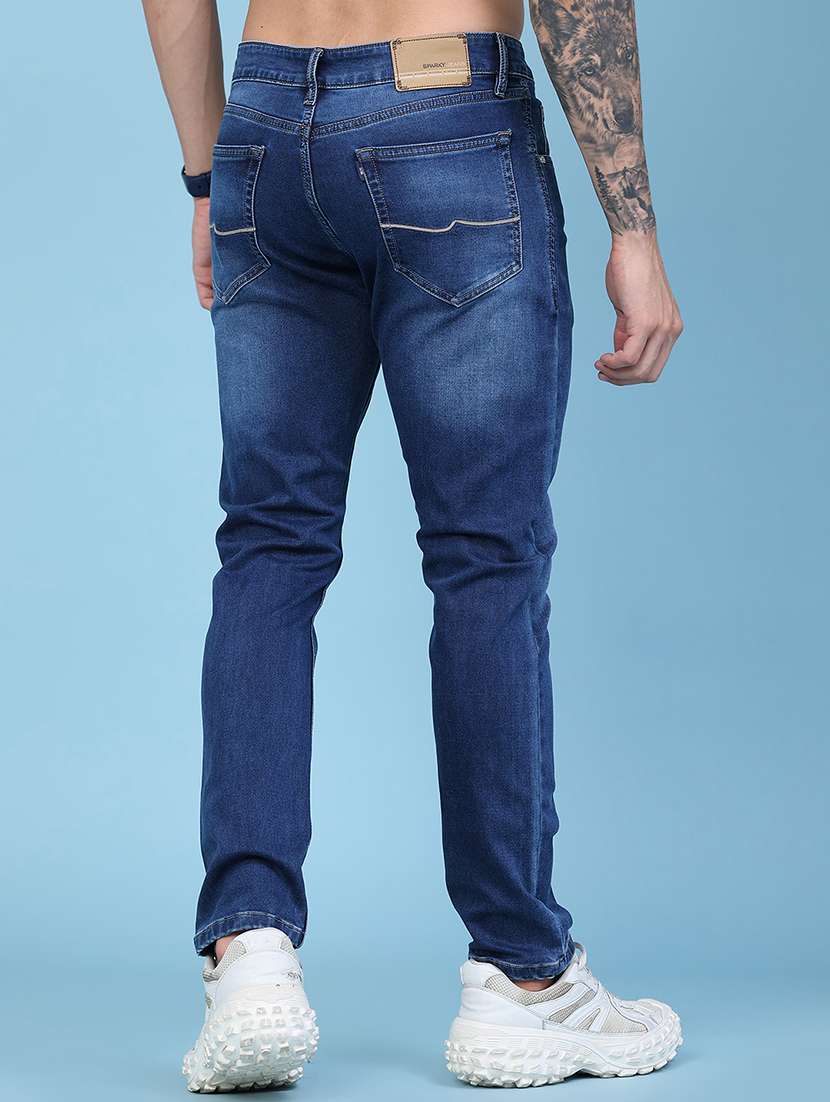 Men Washed Mid Rise Full Length Slim Fit Jeans - 22554016 -  Standard Image - 4