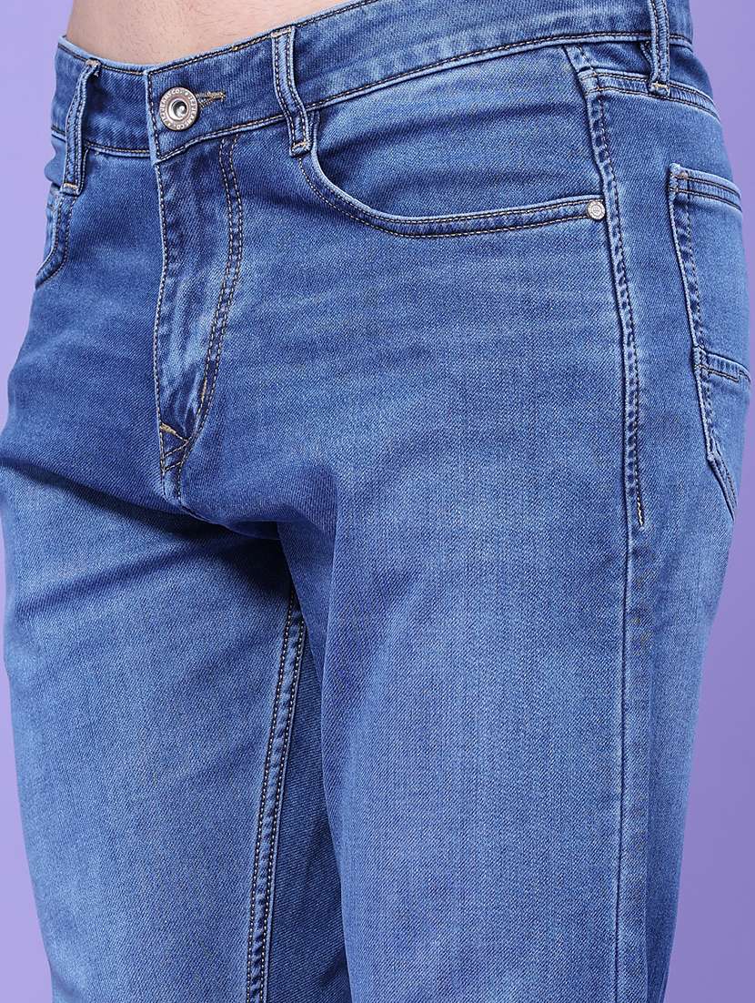 Men Washed Mid Rise Full Length Slim Fit Jeans - 22554025 -  Standard Image - 1
