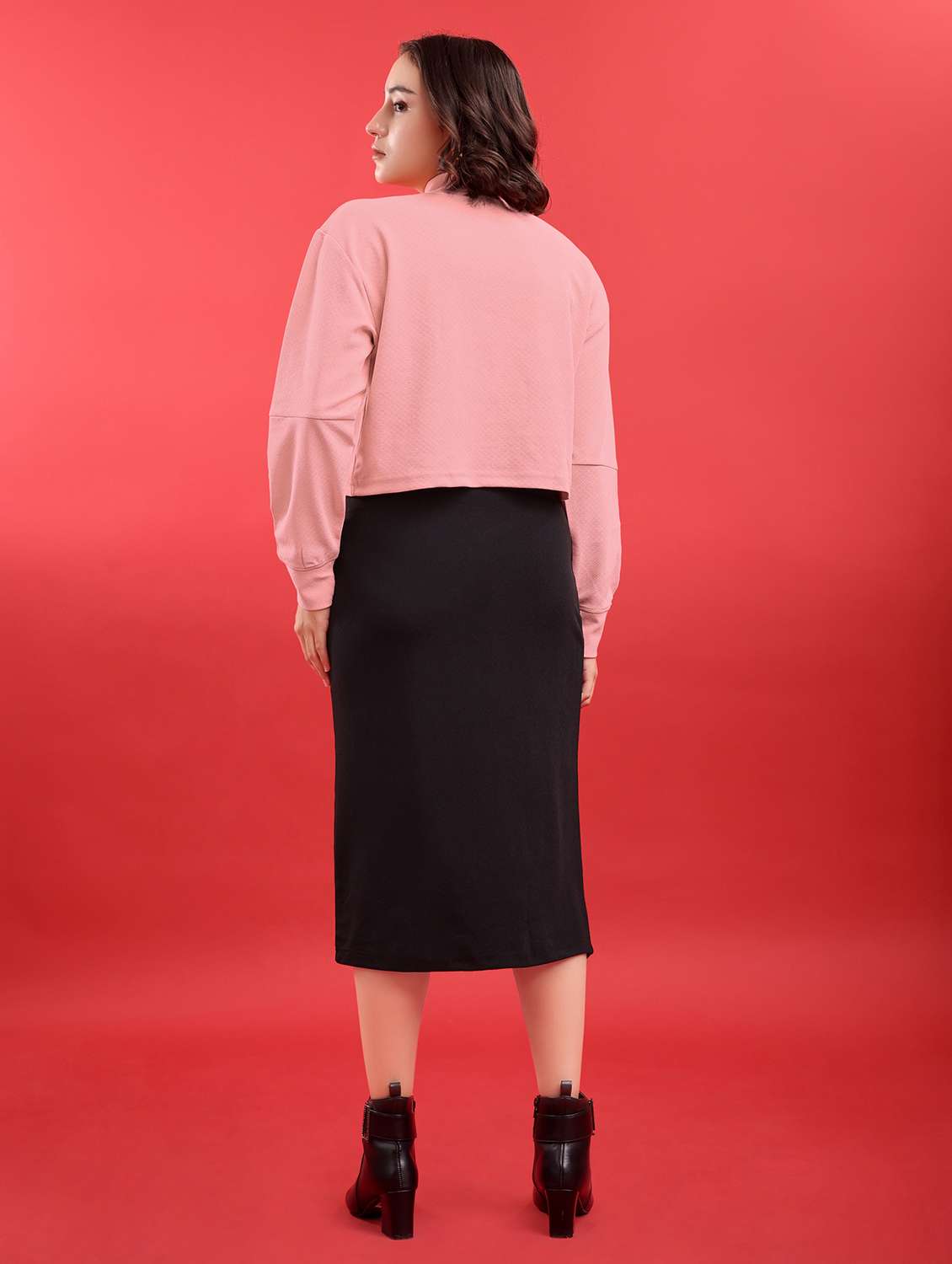women solid long sleeves top and skirt co-ord set - 22554080 -  Standard Image - 4