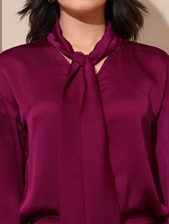 women solid long sleeves top and trouser co-ord set - 22554105 -  Standard Image - 1