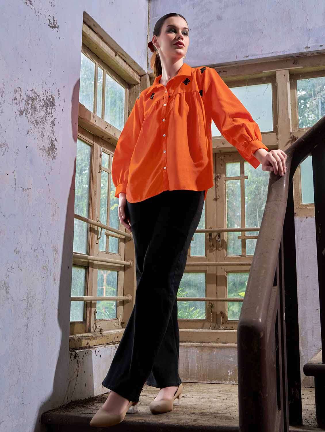 women embroidered long sleeves regular shirt - 22554118 -  Standard Image - 4