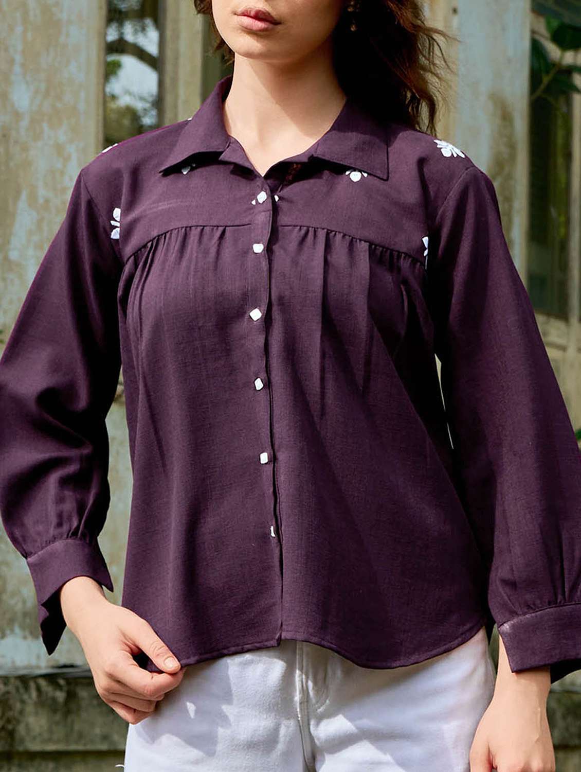 women embroidered long sleeves regular shirt - 22554119 -  Standard Image - 4