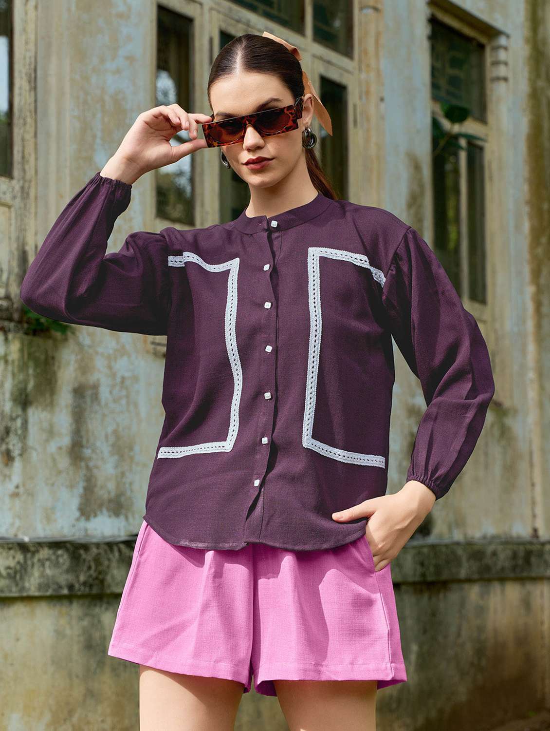women solid long sleeves regular shirt - 22554120 -  Standard Image - 1