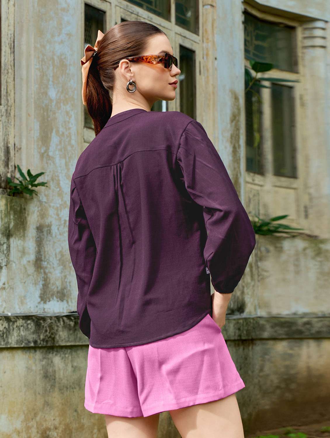 women solid long sleeves regular shirt - 22554120 -  Standard Image - 4