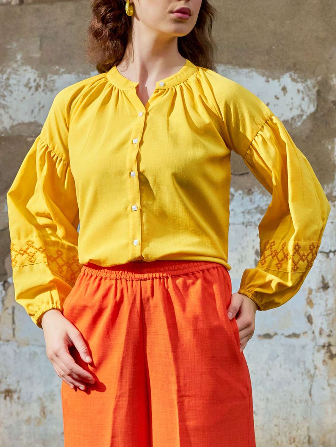 women embroidered long sleeves regular shirt - 22554122 -  Standard Image - 1