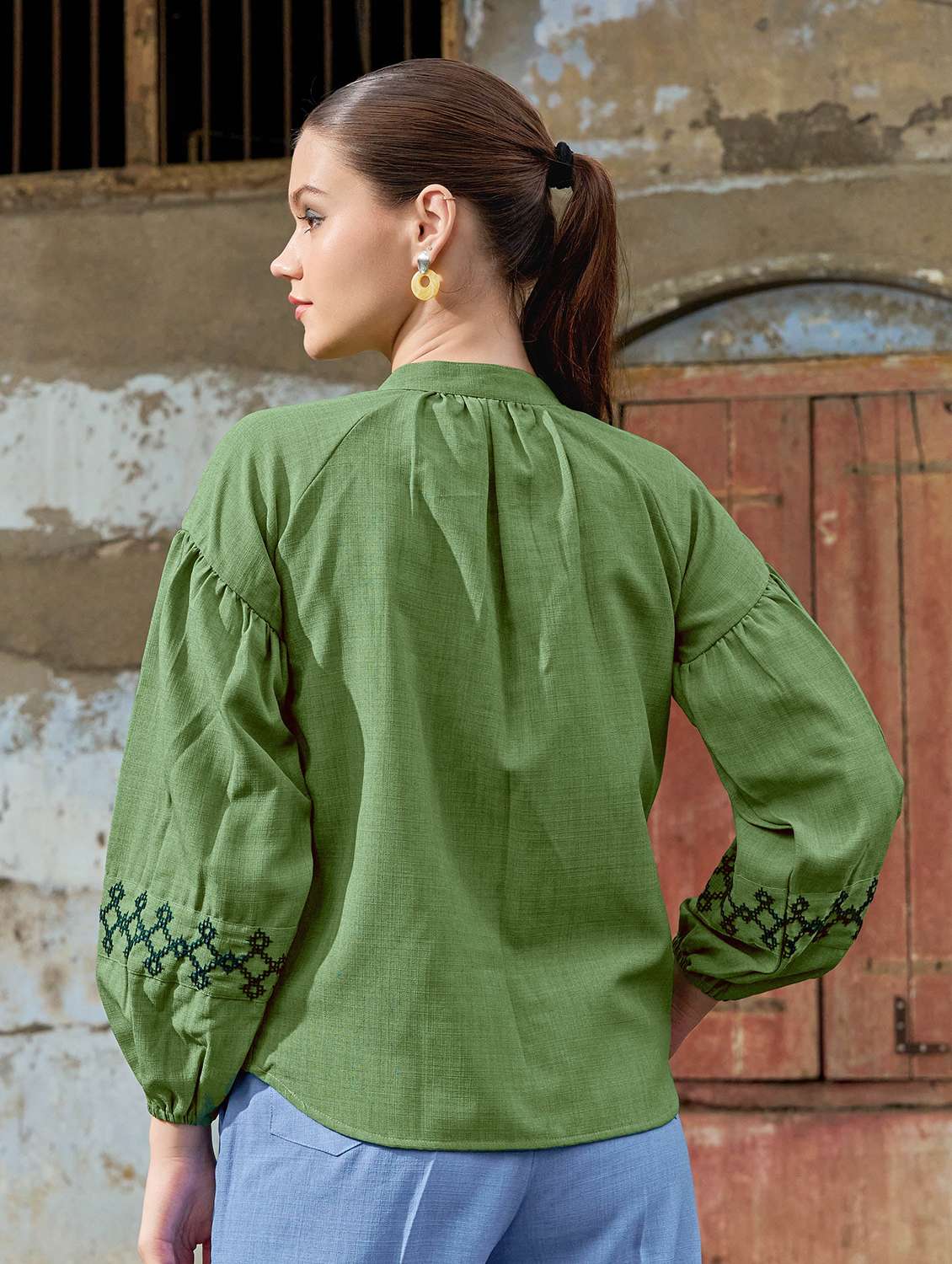 women embroidered long sleeves regular shirt - 22554123 -  Standard Image - 4