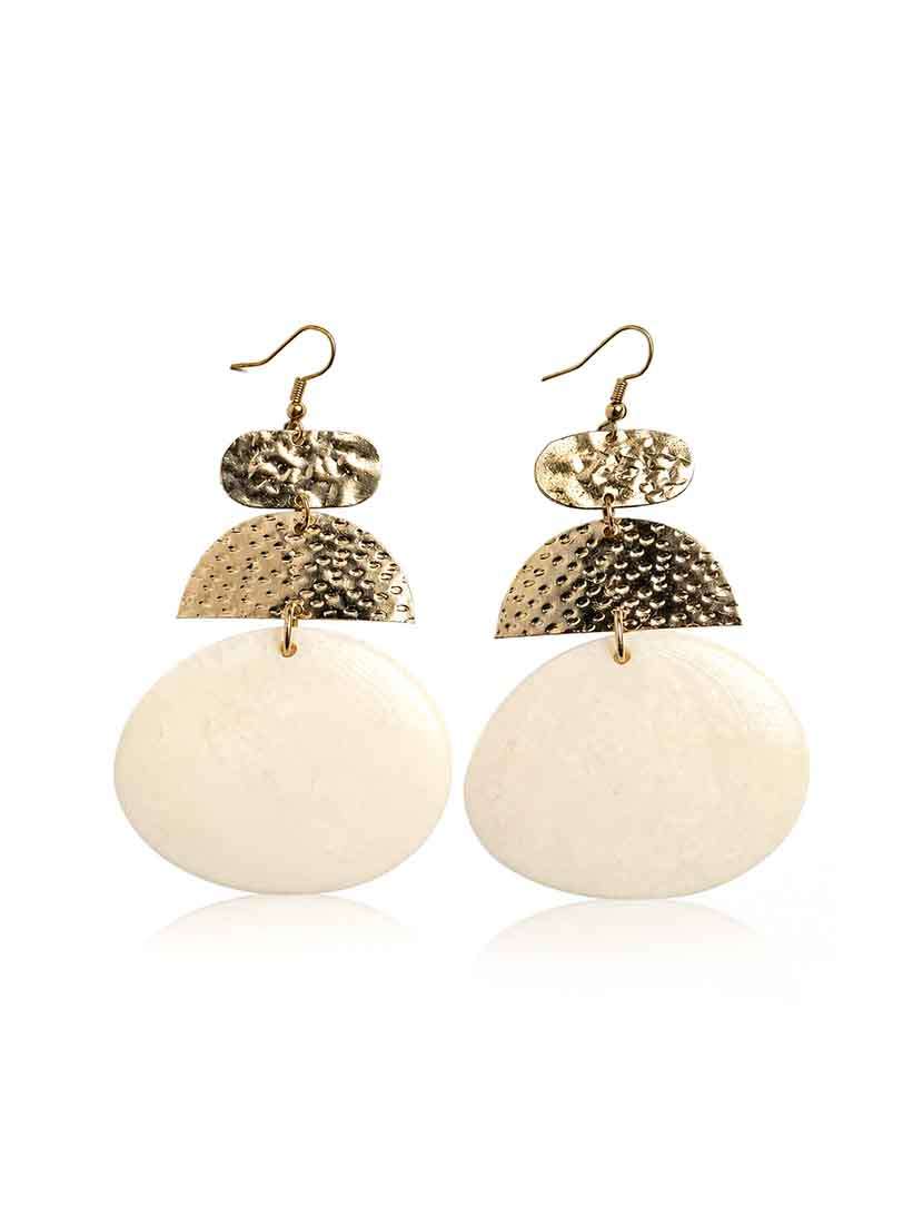 white metal drop earrings geometric casual wear - 22554126 -  Standard Image - 1