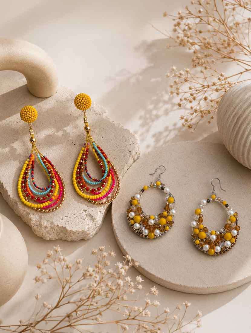 beads earrings combo pack of 2 for women - 22554135 -  Standard Image - 1