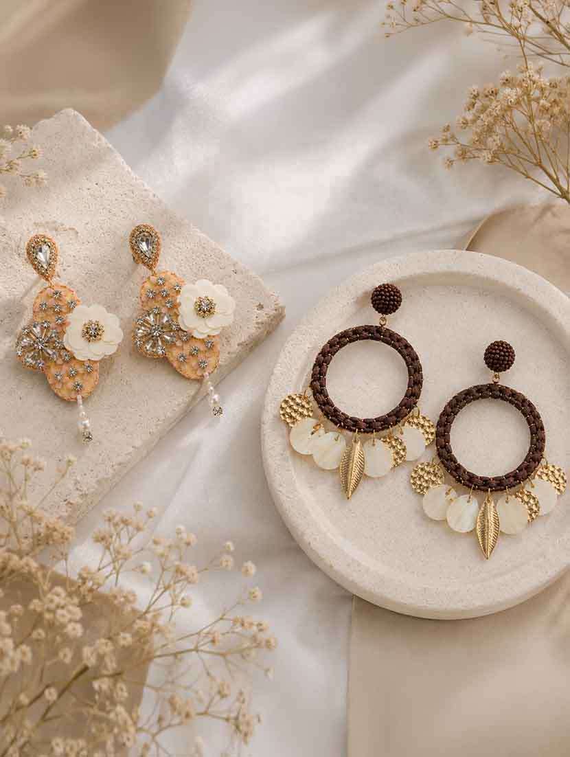 thread & shell beads earrings combo pack of 2 for women - 22554136 -  Standard Image - 1