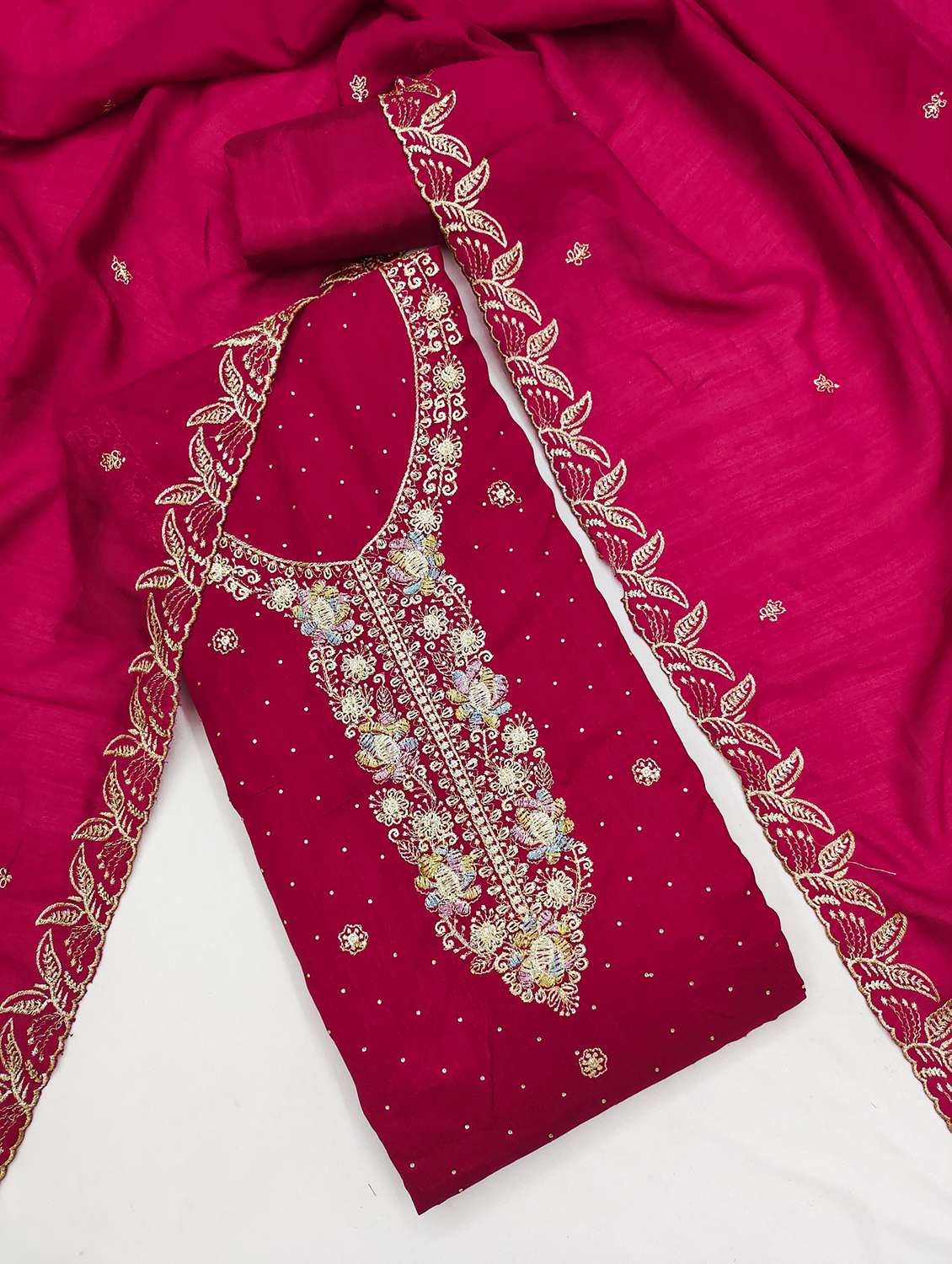 women solid with work unstitched suit set - 22554527 -  Standard Image - 1