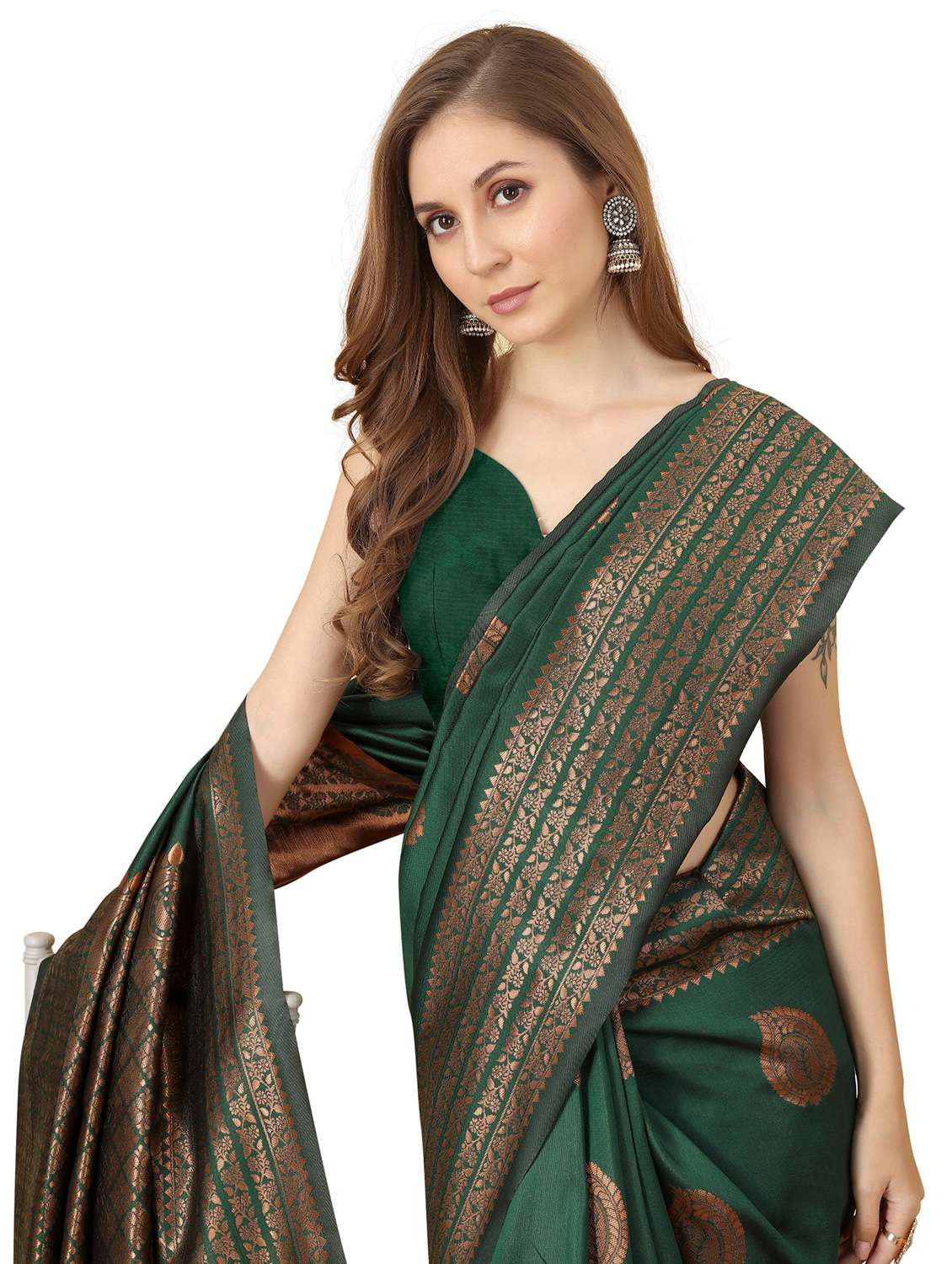 Women Self Design Banarasi Saree With Blouse - 22554558 -  Standard Image - 1