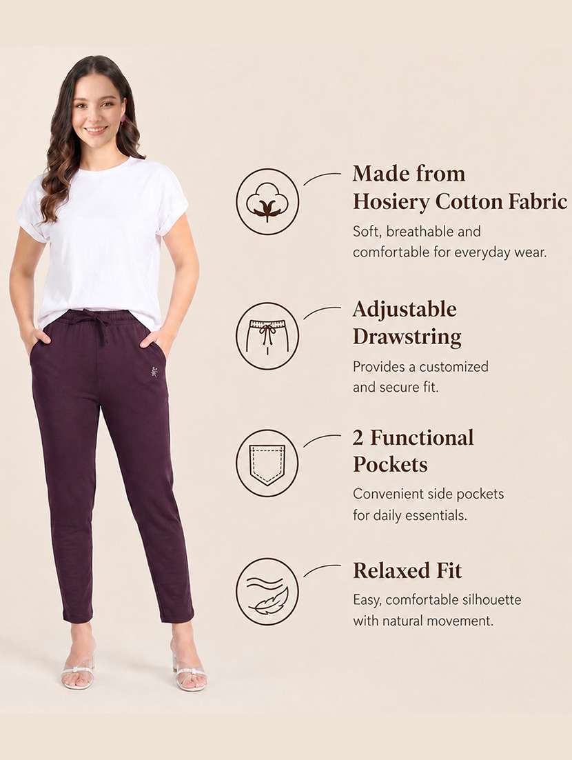 women solid mid rise ankle length track pant - 22554789 -  Standard Image - 4