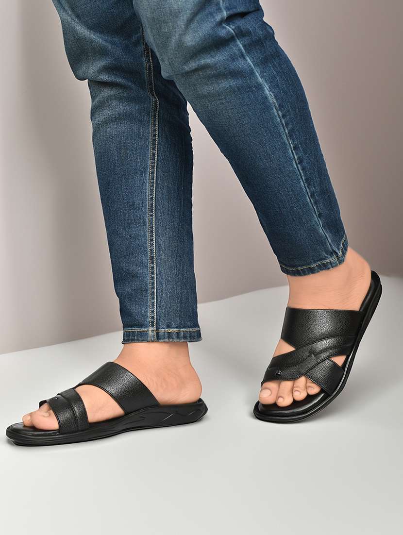 men black slip on sandal - 22554841 -  Standard Image - 4
