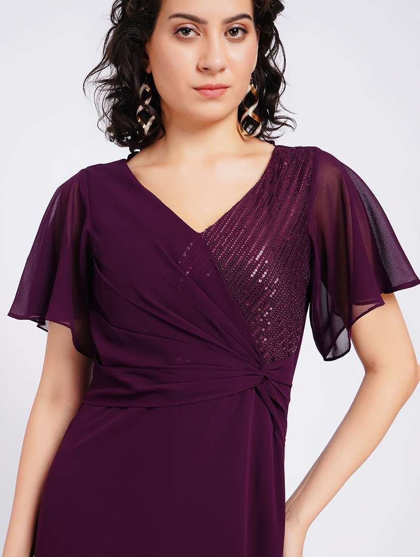 women sequined flared sleeves fit and flare dress - 22554882 -  Standard Image - 1