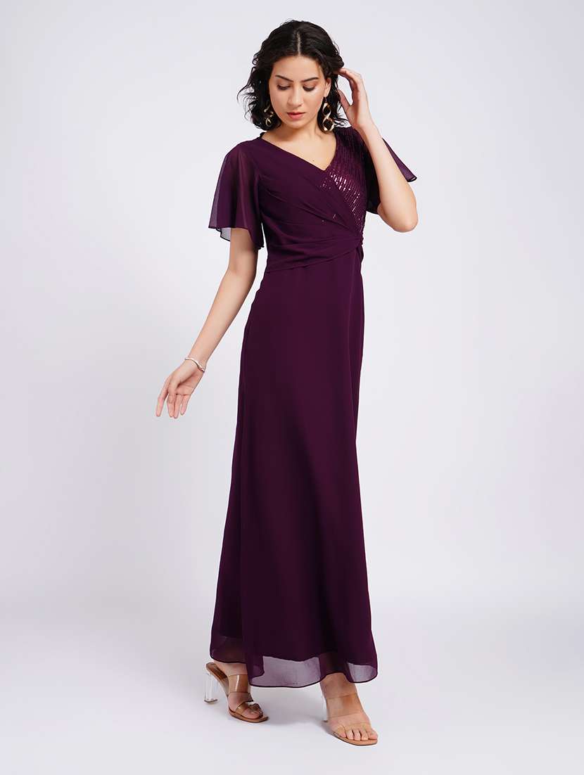 women sequined flared sleeves fit and flare dress - 22554882 -  Standard Image - 4