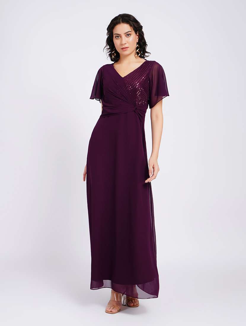 women sequined flared sleeves fit and flare dress - 22554882 -  Standard Image - 6
