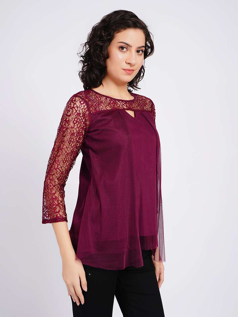 women self design round neck regular top - 22554889 -  Standard Image - 4