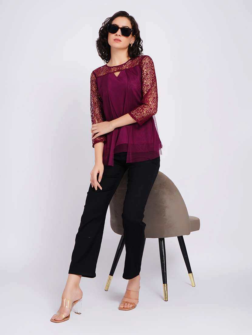 women self design round neck regular top - 22554889 -  Standard Image - 6