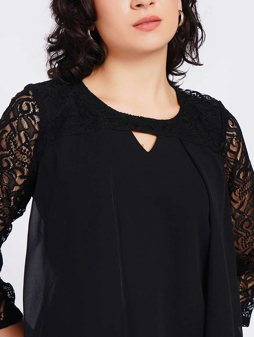 women self design keyhole neck regular top - 22554890 -  Standard Image - 1