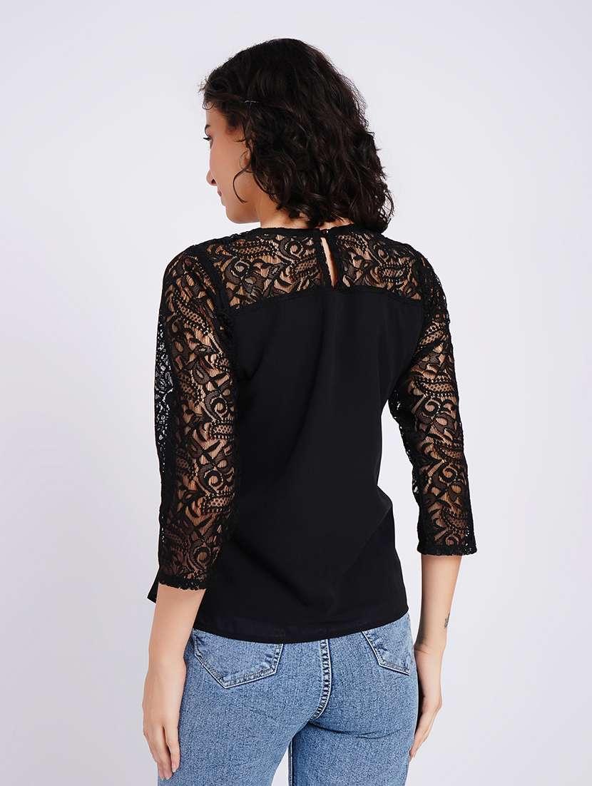 women self design keyhole neck regular top - 22554890 -  Standard Image - 4