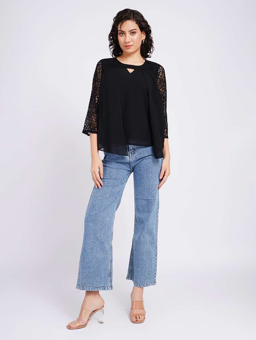 women self design keyhole neck regular top - 22554890 -  Standard Image - 6