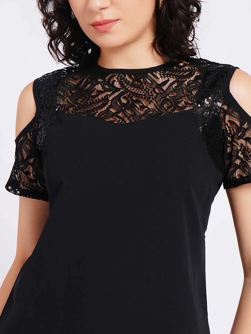 women self design cold shoulder regular top - 22554891 -  Standard Image - 1
