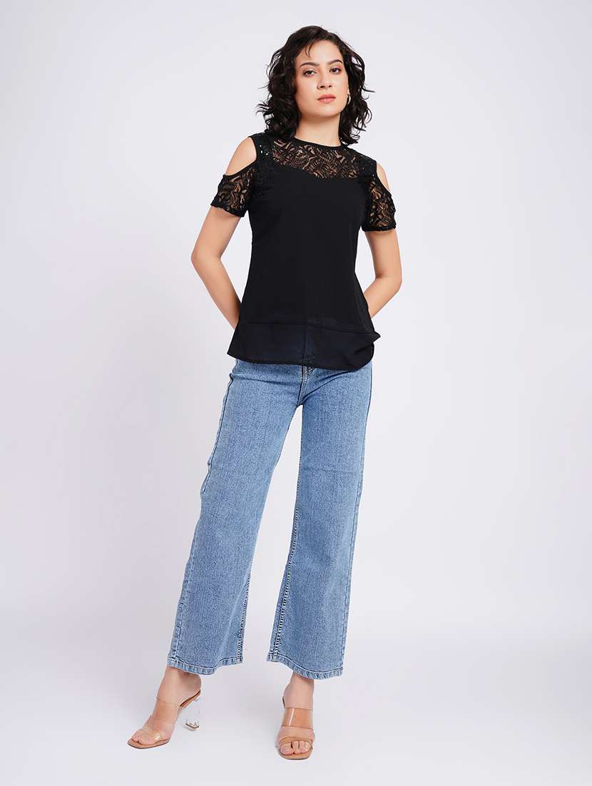 women self design cold shoulder regular top - 22554891 -  Standard Image - 6