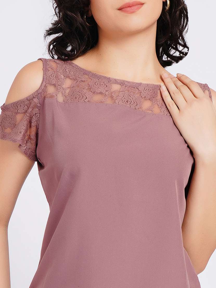 women self design cold shoulder regular top - 22554892 -  Standard Image - 1