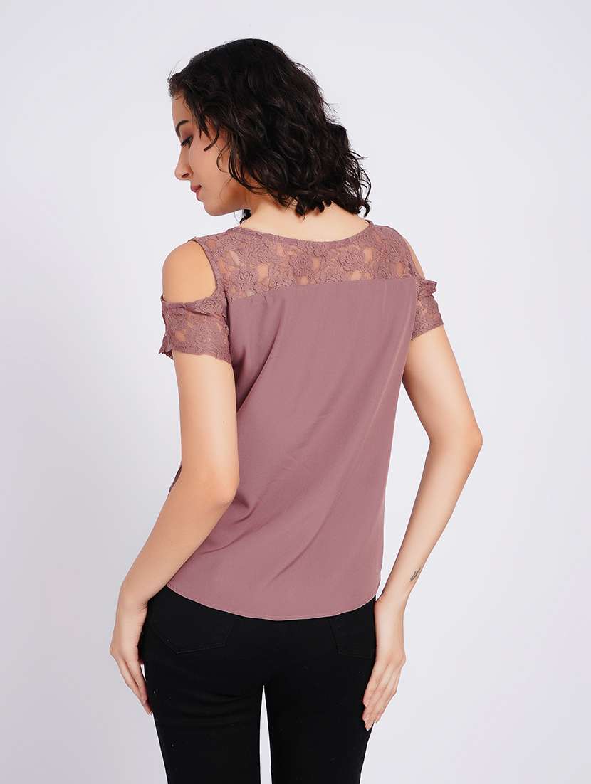 women self design cold shoulder regular top - 22554892 -  Standard Image - 4