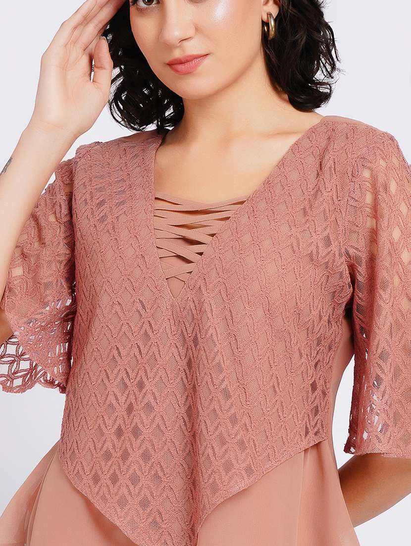 women self design short sleeves regular top - 22554893 -  Standard Image - 1