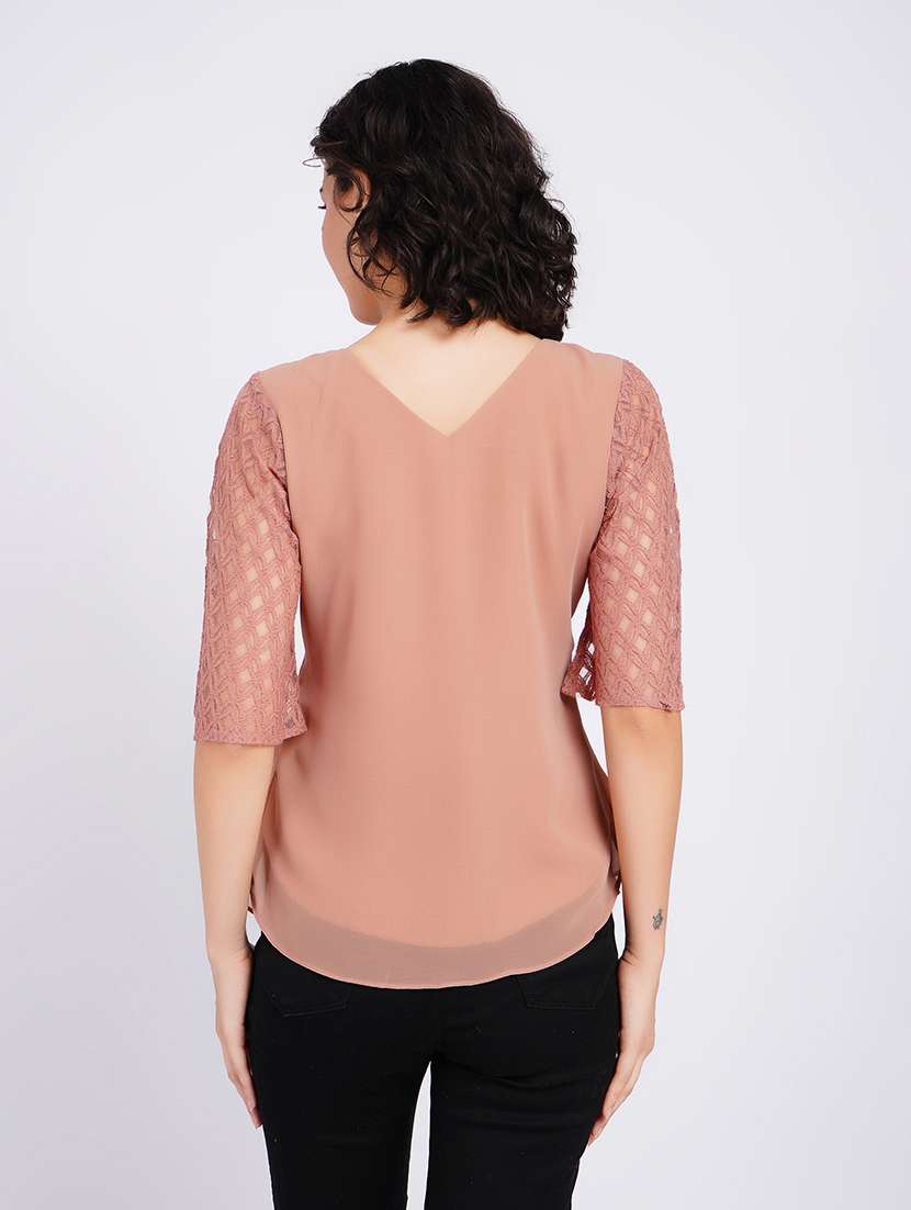 women self design short sleeves regular top - 22554893 -  Standard Image - 4