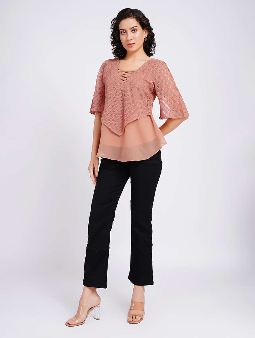 women self design short sleeves regular top - 22554893 -  Standard Image - 6