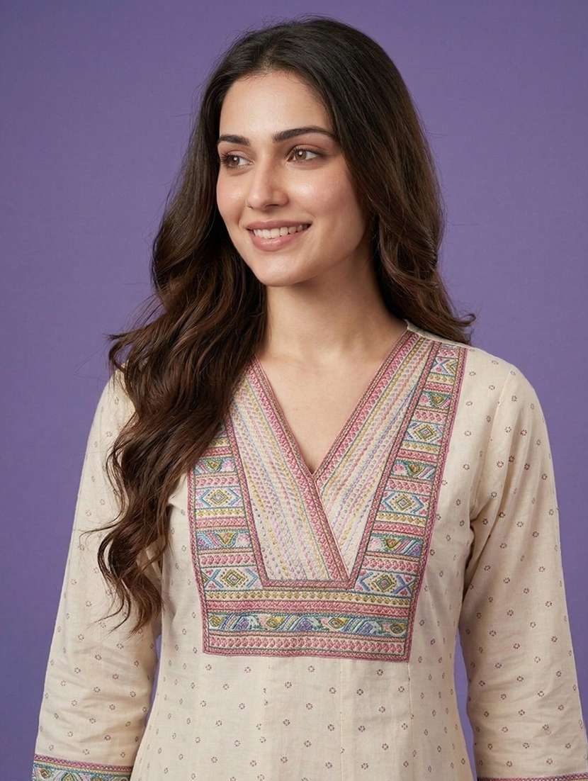 women printed three quarter sleeve anarkali kurta - 22555037 -  Standard Image - 1