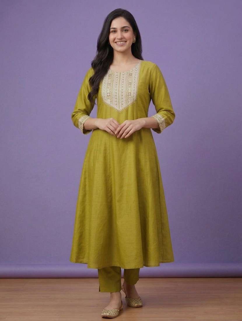 women printed three quarter sleeve anarkali kurta - 22555040 -  Standard Image - 1