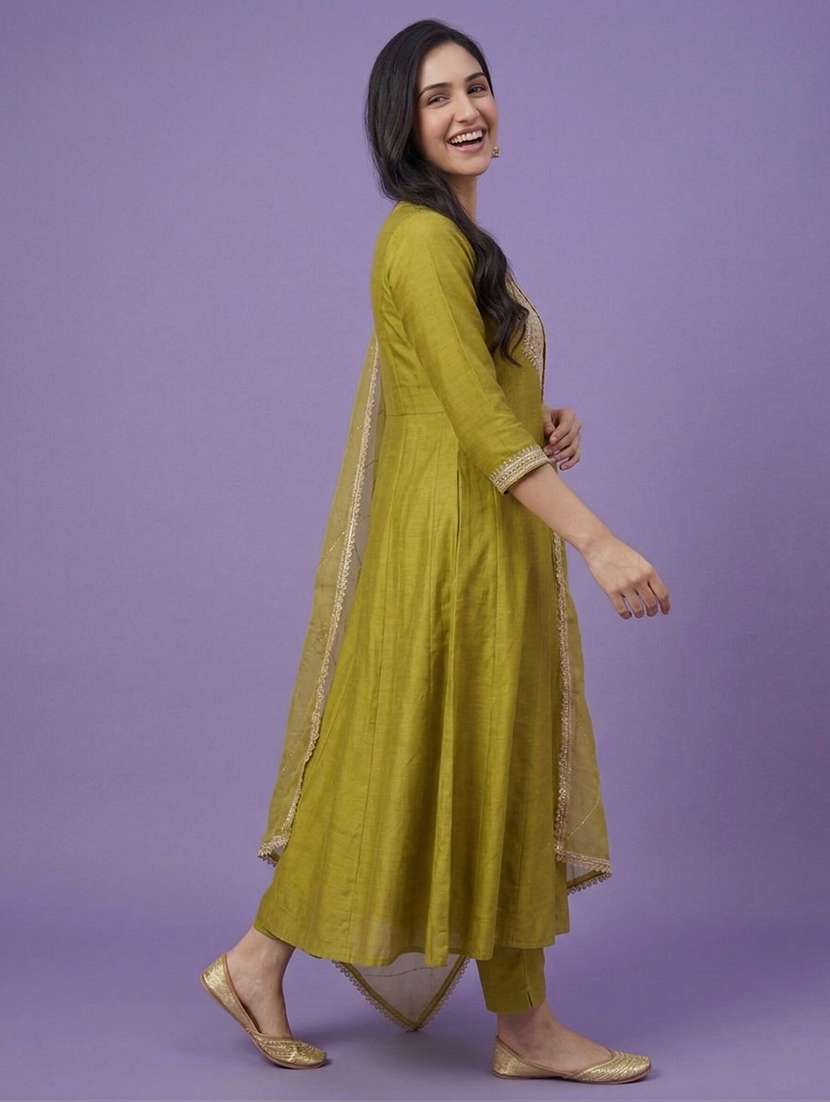 women printed three quarter sleeve anarkali kurta - 22555040 -  Standard Image - 4
