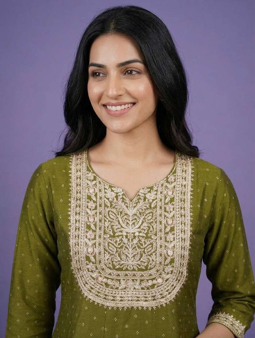 women printed three quarter sleeve anarkali kurta - 22555041 -  Standard Image - 1