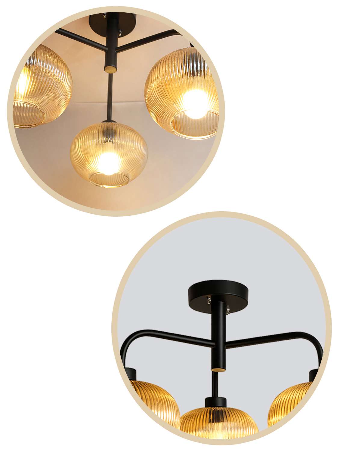 modern 3-light ribbed glass chandelier - 22555047 -  Standard Image - 4