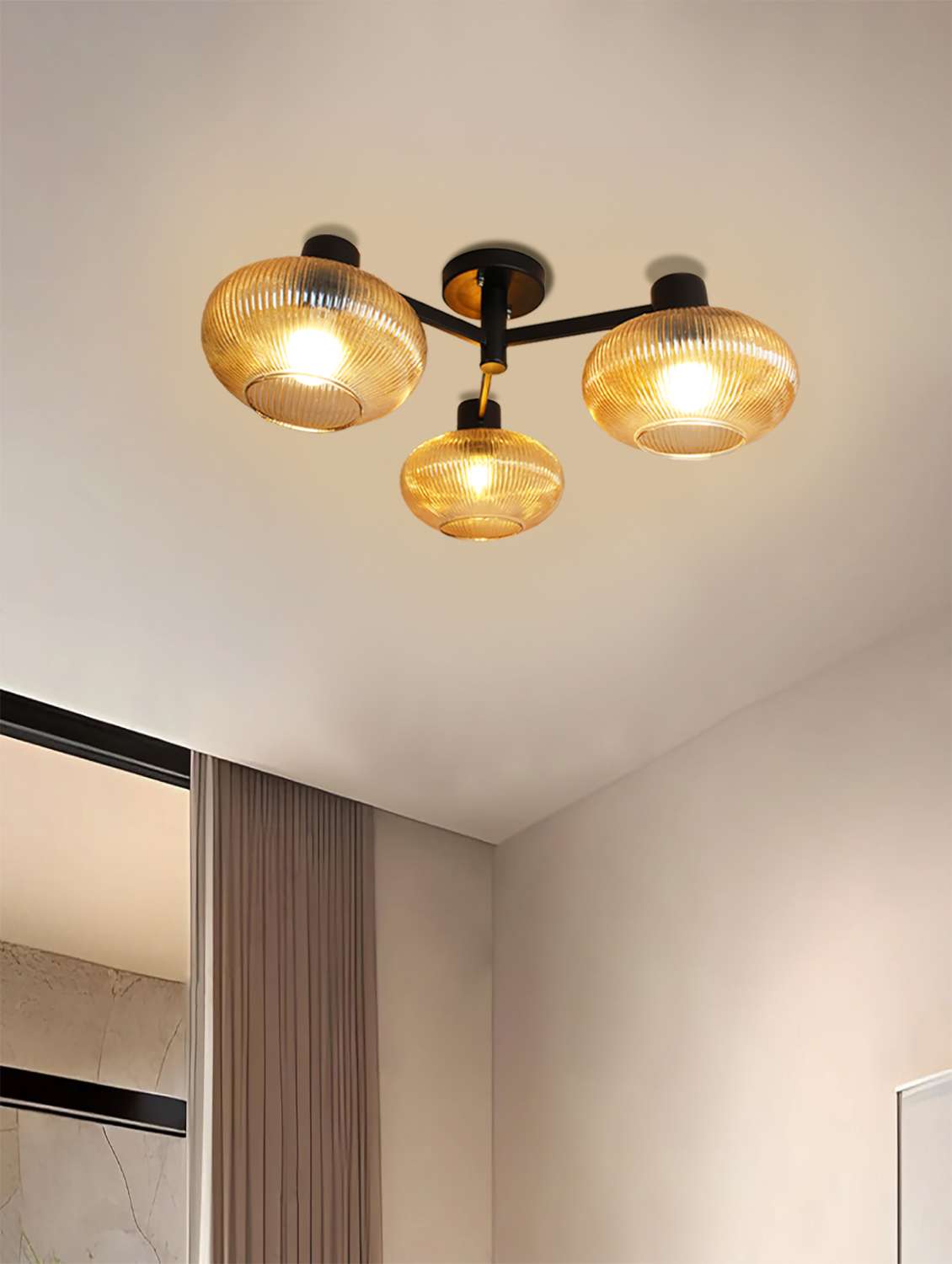 solara 3-light ribbed glass chandelier - 22555053 -  Standard Image - 1