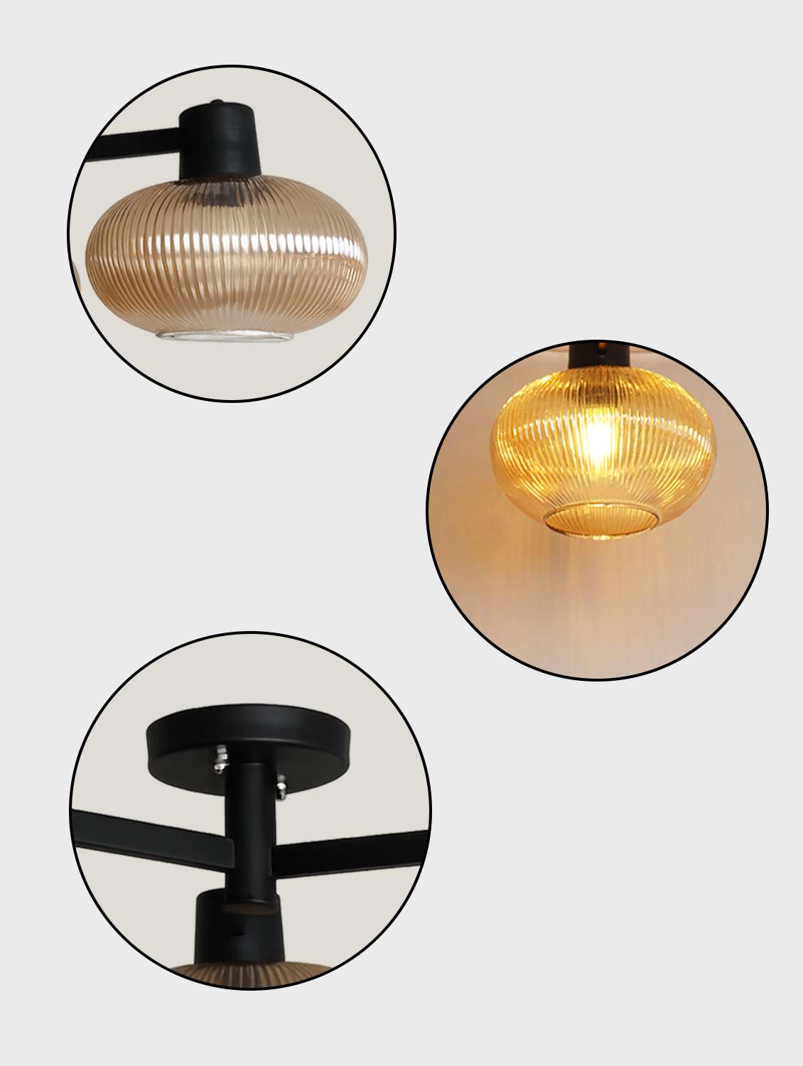solara 3-light ribbed glass chandelier - 22555053 -  Standard Image - 4